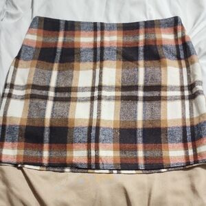 Plaid Mini Skirt - Brown and Blue